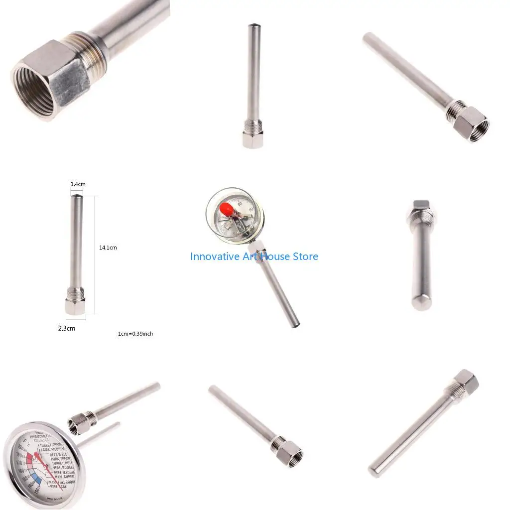 E1PC Thermowell Stainless Steel Immersion Sleeve Pocket Fits For Temperature