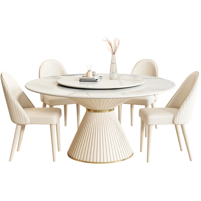 

Light luxury modern simple small apartment, with turntable restaurant, household white round