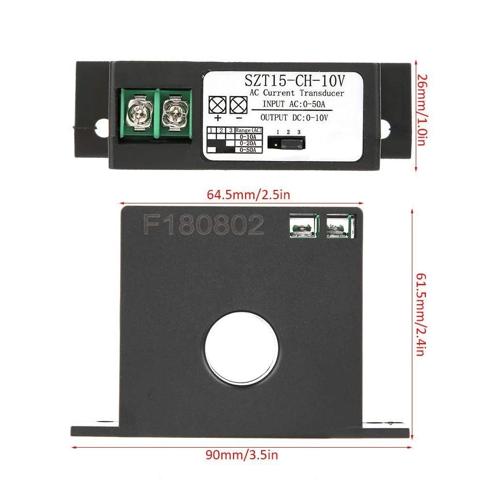 Hoge Nauwkeurigheid Wisselstroom Transducer Zender Ac 0-50a Naar Dc 0-10V SZT15-CH-10V Zelfaangedreven Stroom Wederzijdse Inductor