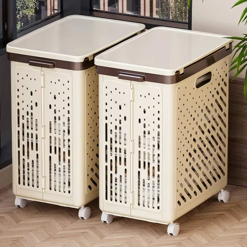 Foldable Dirty Clothes Basket Household Laundry Room Storage Basket Large Capacity Hollow Storage Basket