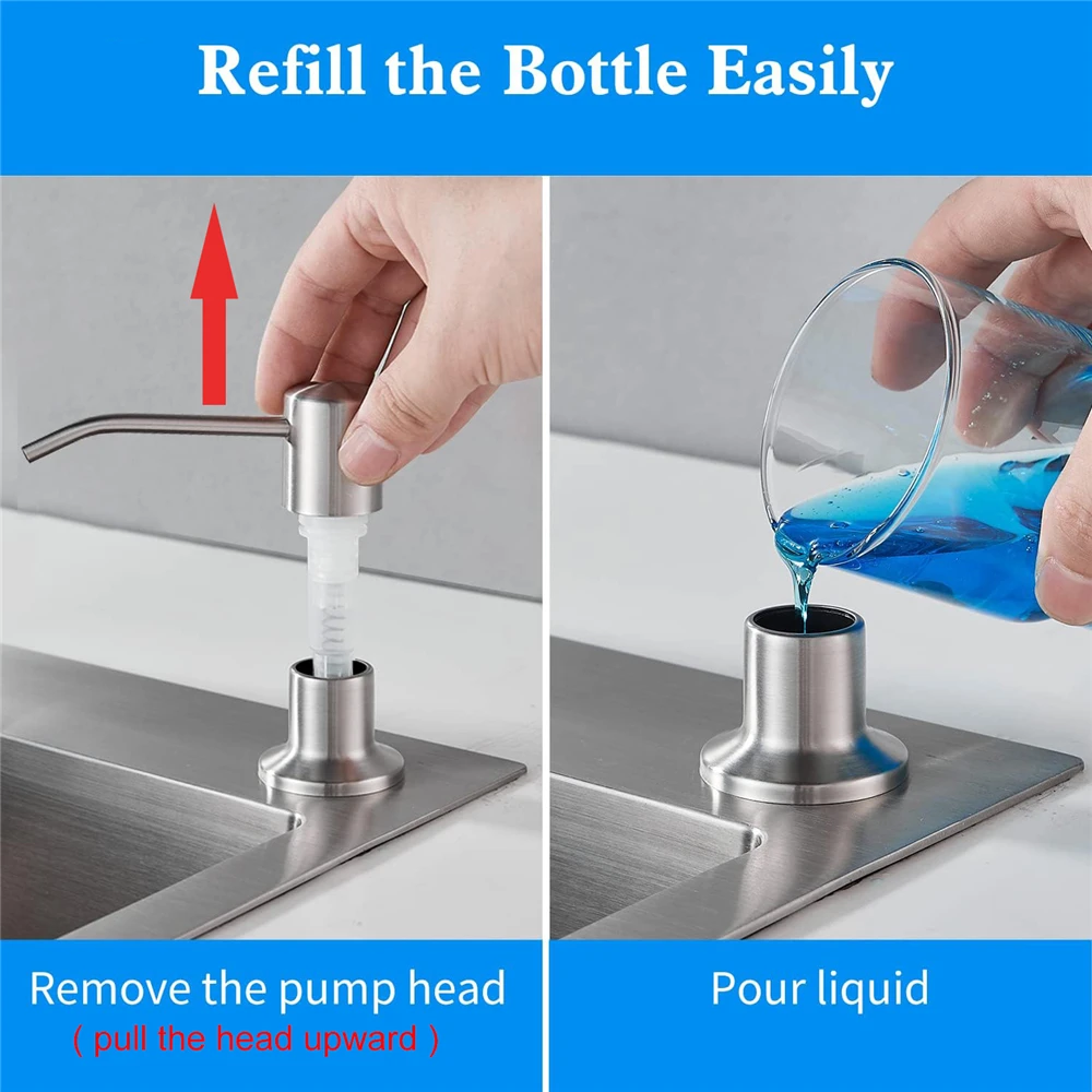 350ml / 500ml Bottle Liquid Soap Dispenser Durable Stainless Steel Pump Kitchen Sink Tools Home Use Product