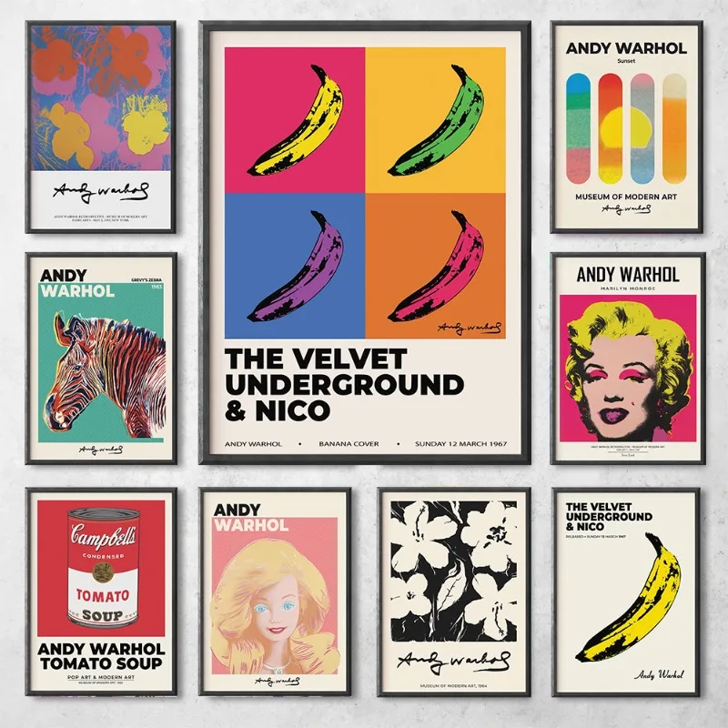 Póster de ilustraciones de Andy Warhol, pintura en lienzo colorida de plátano, pintura en lienzo de arte Pop, impresión de imagen de pared nórdica, decoración para sala de estar