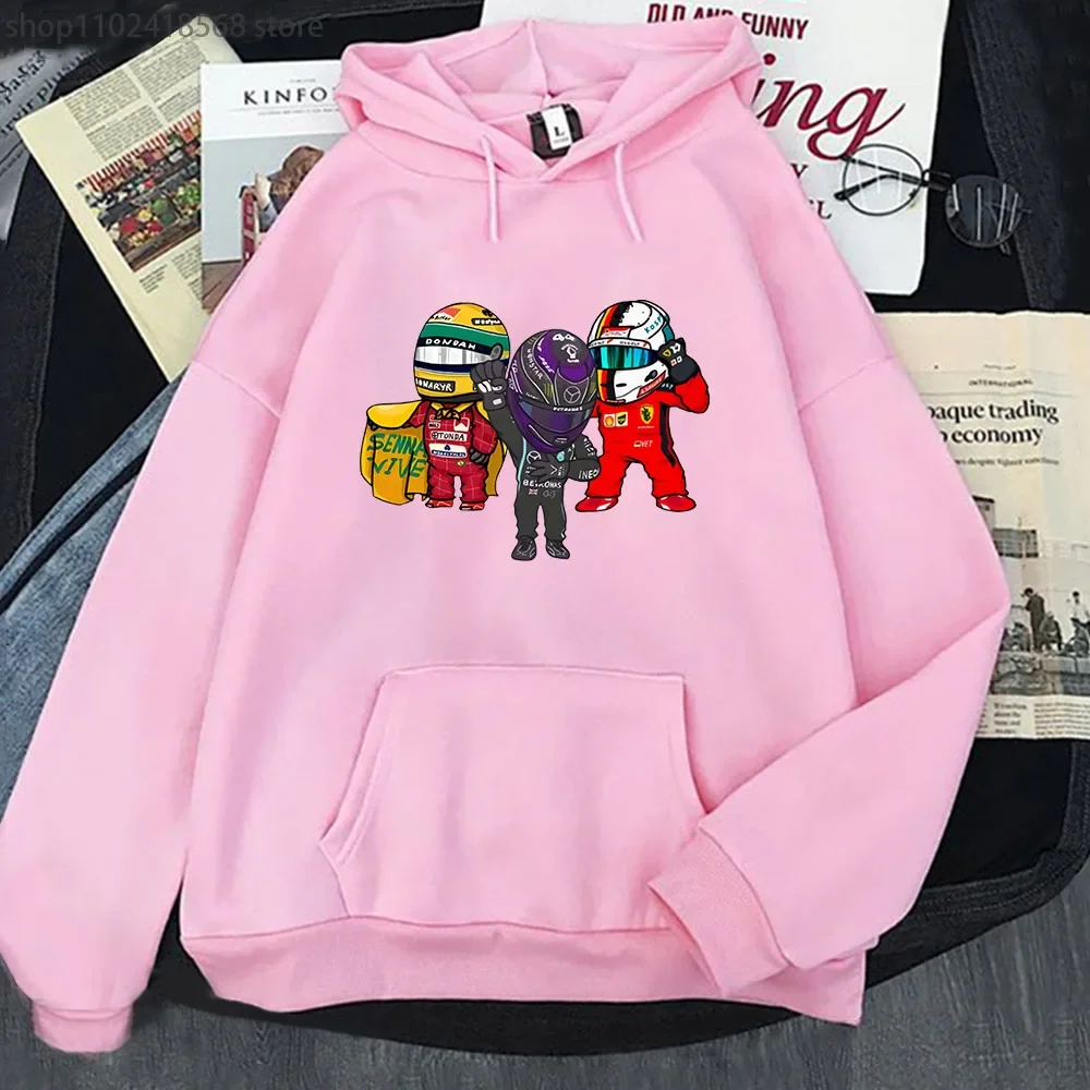 Cartoon F1 Car Print Hoodie Men Mini Driver Fans Lovers Sweatshirts Men Unisex Long Sleeve Women Clothing Cool Ganme Pullover