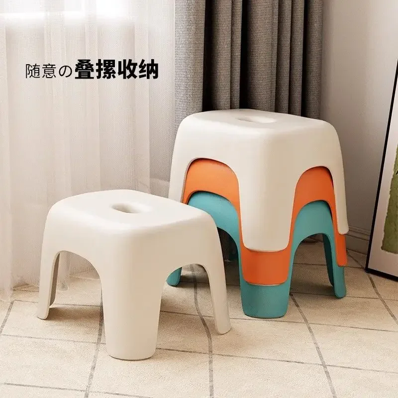 

Household small stool small plastic stackable coffee table bench rental children's bathroom non-slip shoe changing low stool