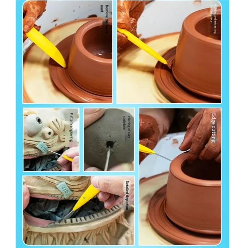 DIY Ceramics Multi-Functional Foldable Pottery Needle Steel Tool For Clay Sculpting Carving Cutting Throwing Modeling