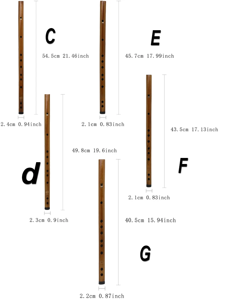 M MBAT Bamboo Flute C/D/E/F/G Tone Refinement Bitter Bamboo Flute for Beginner's Easy to Learn with Velvet Bag Packaging
