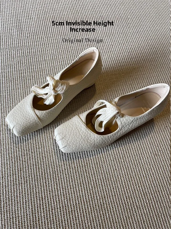 elegant-soft-leather-ballet-flats-mary-janes-women's-shoes-square-head-inner-heightening-cross-buckle-fashion-single-shoes