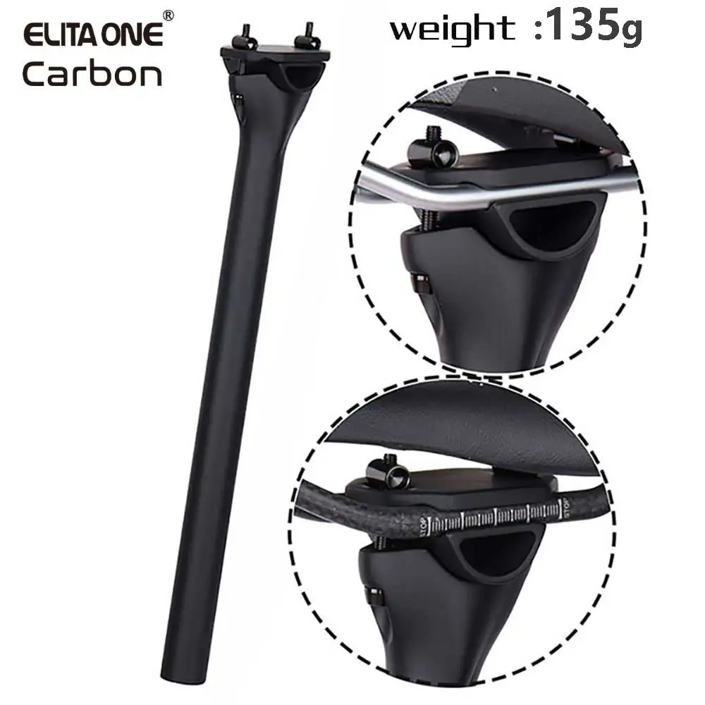 ELITA ONE MTB Carbon Fiber Seat Post 27.2/30.9/31.6mm Mountain/Road Bike Seatpost UD Matte 300-450mm