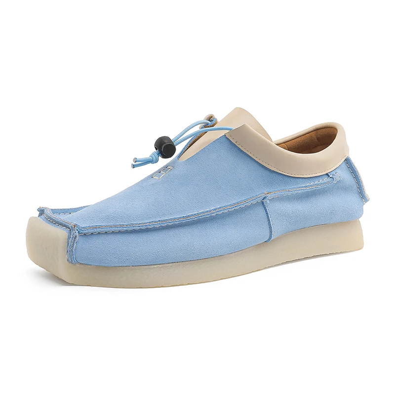 

Retro Thick Bottom Slip-On Casual Men's Shoes Heightening Blue Rubber Outsole Leisure Comfortable All-Match Lazy Style