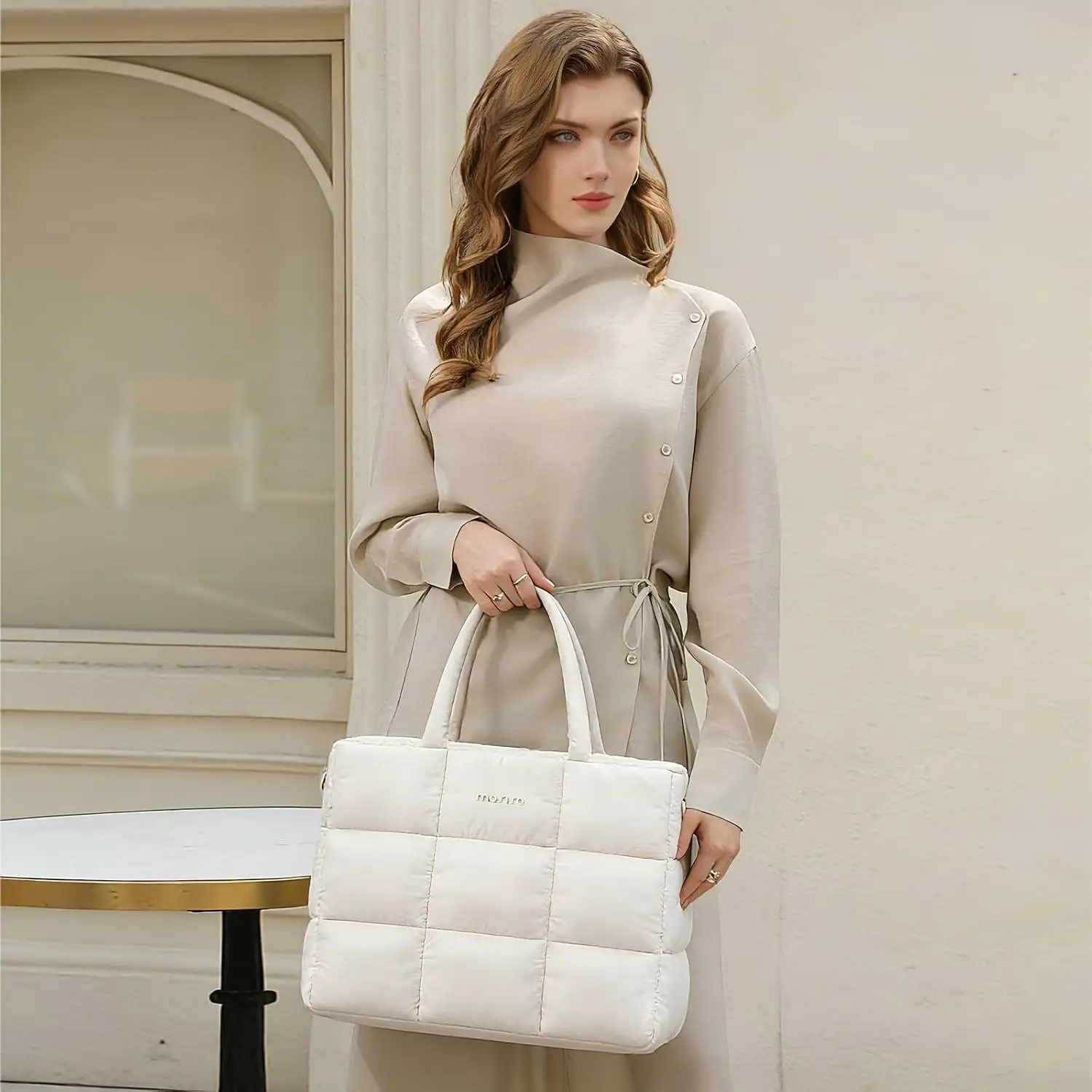 Laptop Bag Lightweight Women Tote Bag 15-16 inch Large Capacity Shoulder Handbag with Trolley Sleeve for Work Travel Gym Office
