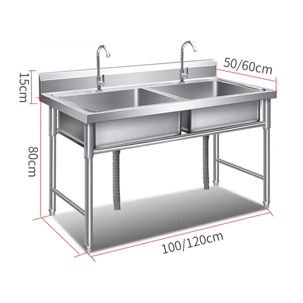 Commercial Stainless Steel Kitchen Sink for Restaurant Outdoor Washing Sink Lightweight Table With Wash Sink