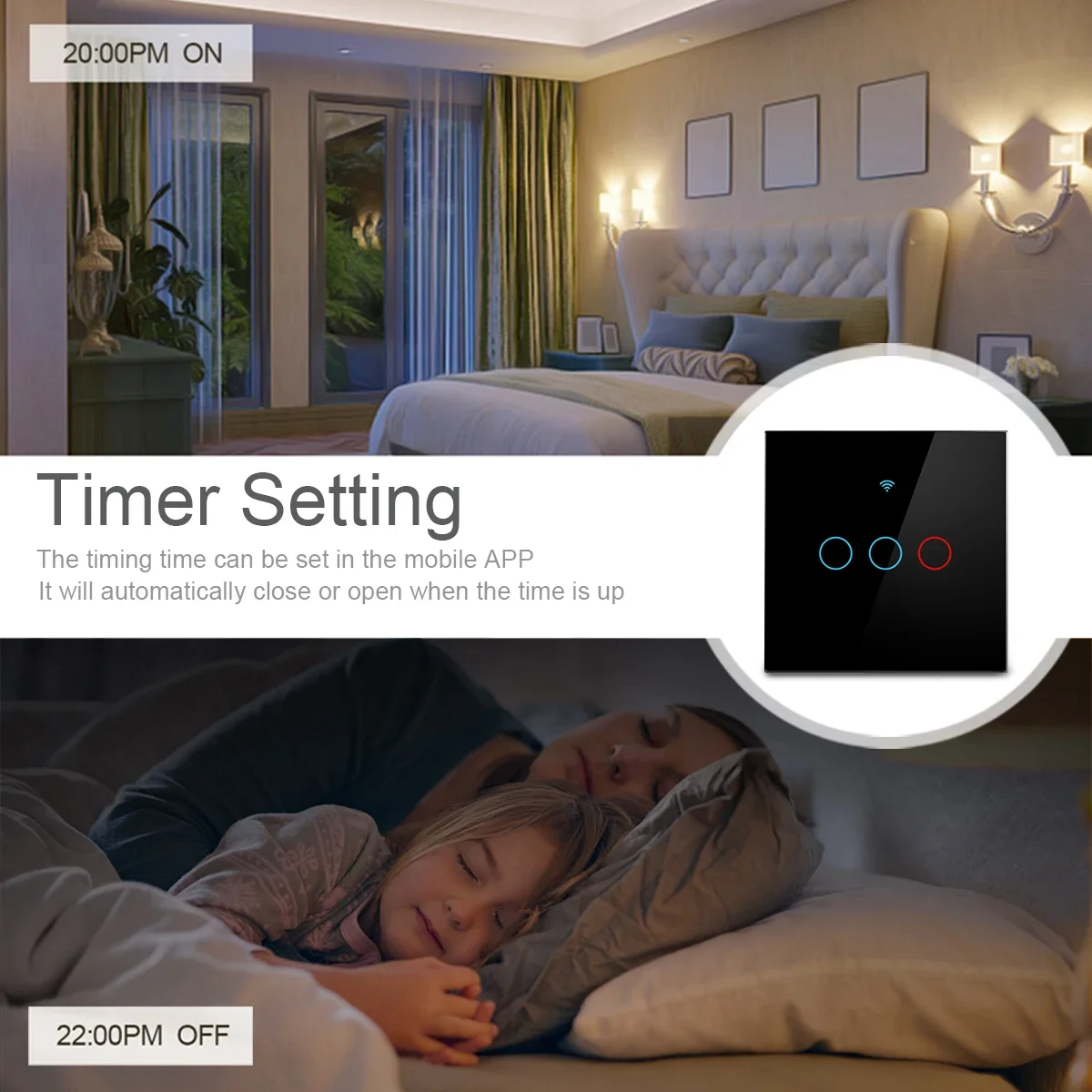 TUYA Smart Wall Panel Switch Touch Sensor AC95-260V 3-Gang No Neutral Wire Require Work With Alexa Google Home App Voice Control