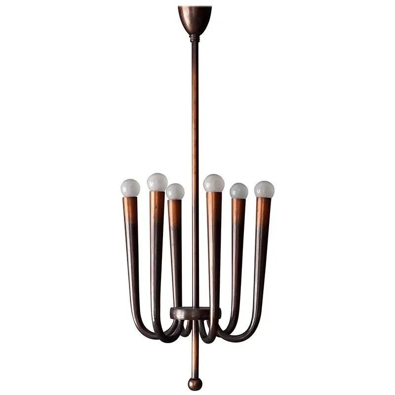 

Minimalist Vintage Stainless Steel Long Chandelier Light Luxury Art Design Duplex Restaurant Living Room Bedroom Branch Lighting