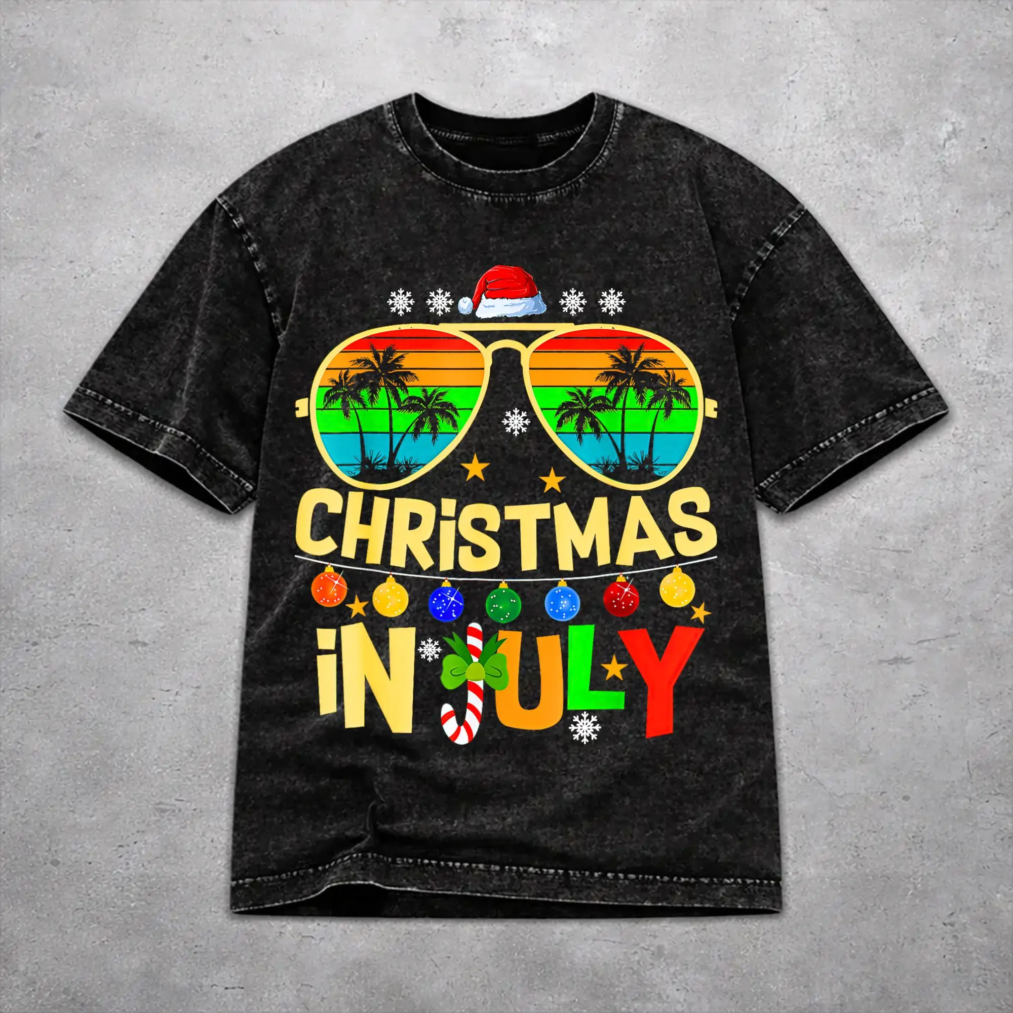 Stylish Christmas In July Vacation Outfit T Shirt for Men Women  Cotton Washed Tee Shirt Clothing