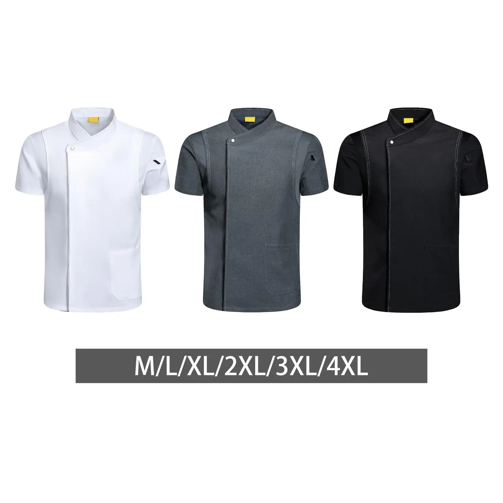 سترة معطف الشيف بأكمام قصيرة، زي عمال للجنسين لمطعم صناعة بار الفندق #1