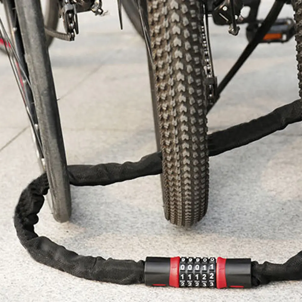 

1M Heavy Duty Combination Chain Lock 5-Digit Resettable Password Bike Lock High Security Anti-Theft for Skateboard Sports
