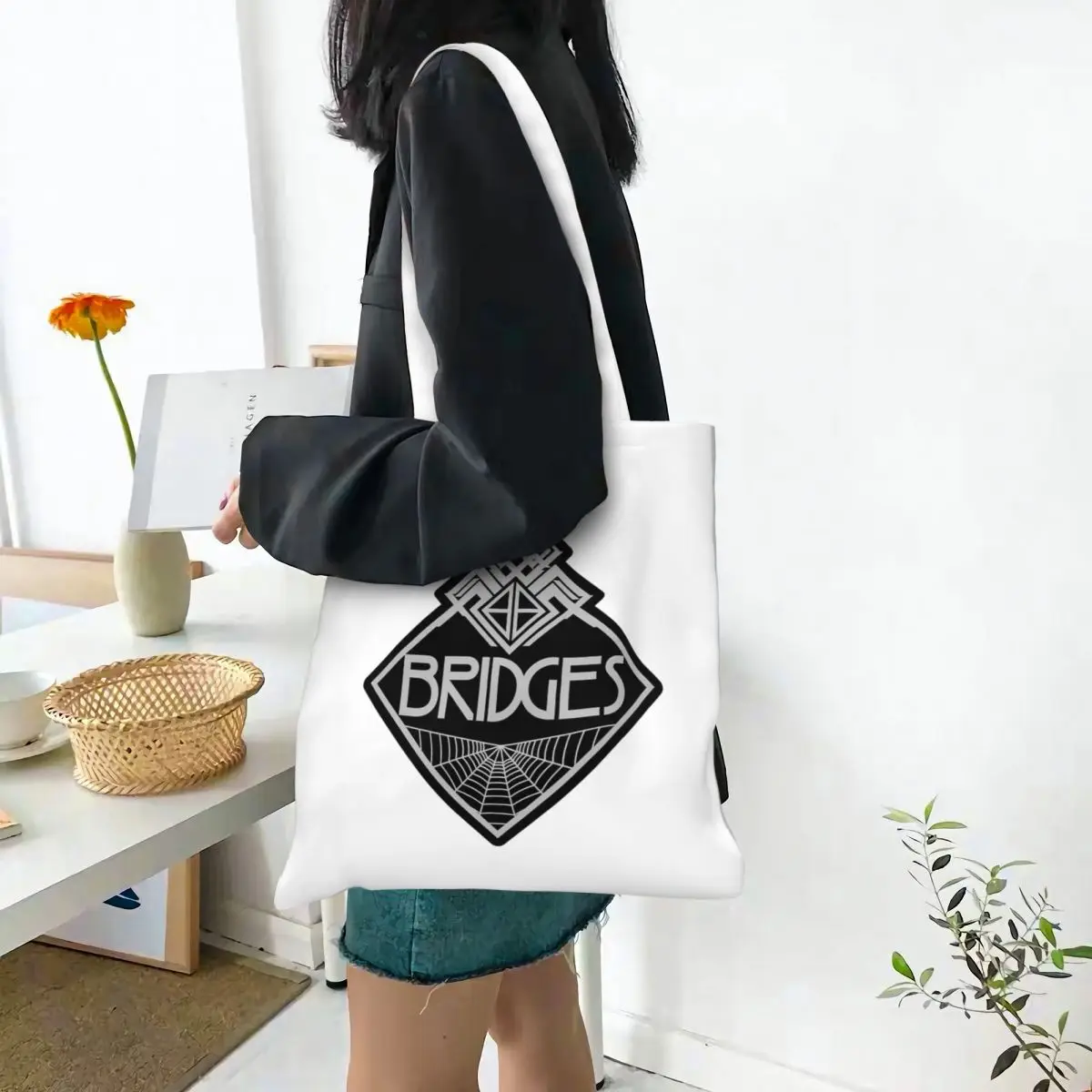 النساء الرجال جسر إكسبيديشن 1 شعار حمل الحقائب قماش الموت الذين تقطعت بهم السبل حقيبة بقالة لحقائب اليد سيدة