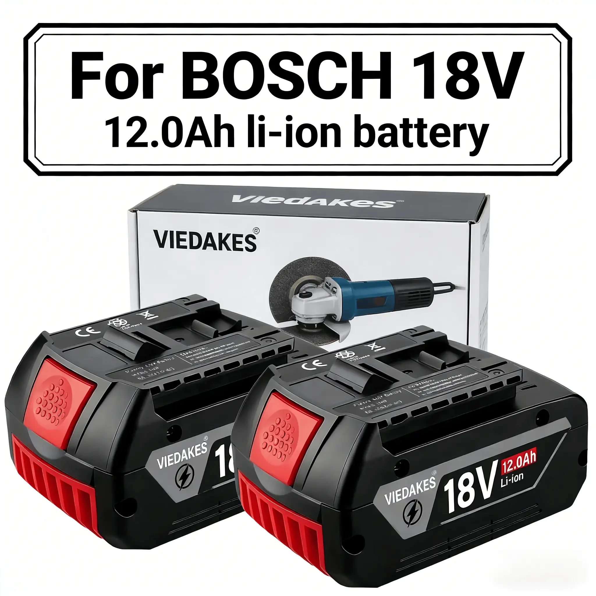 

8.0Ah 10.0Ah 12.0Ah VIEDAKES 18V Battery compatible for Bosch 18V Battery BAT609 BAT610 Replacement for bosch 18V Power Tool