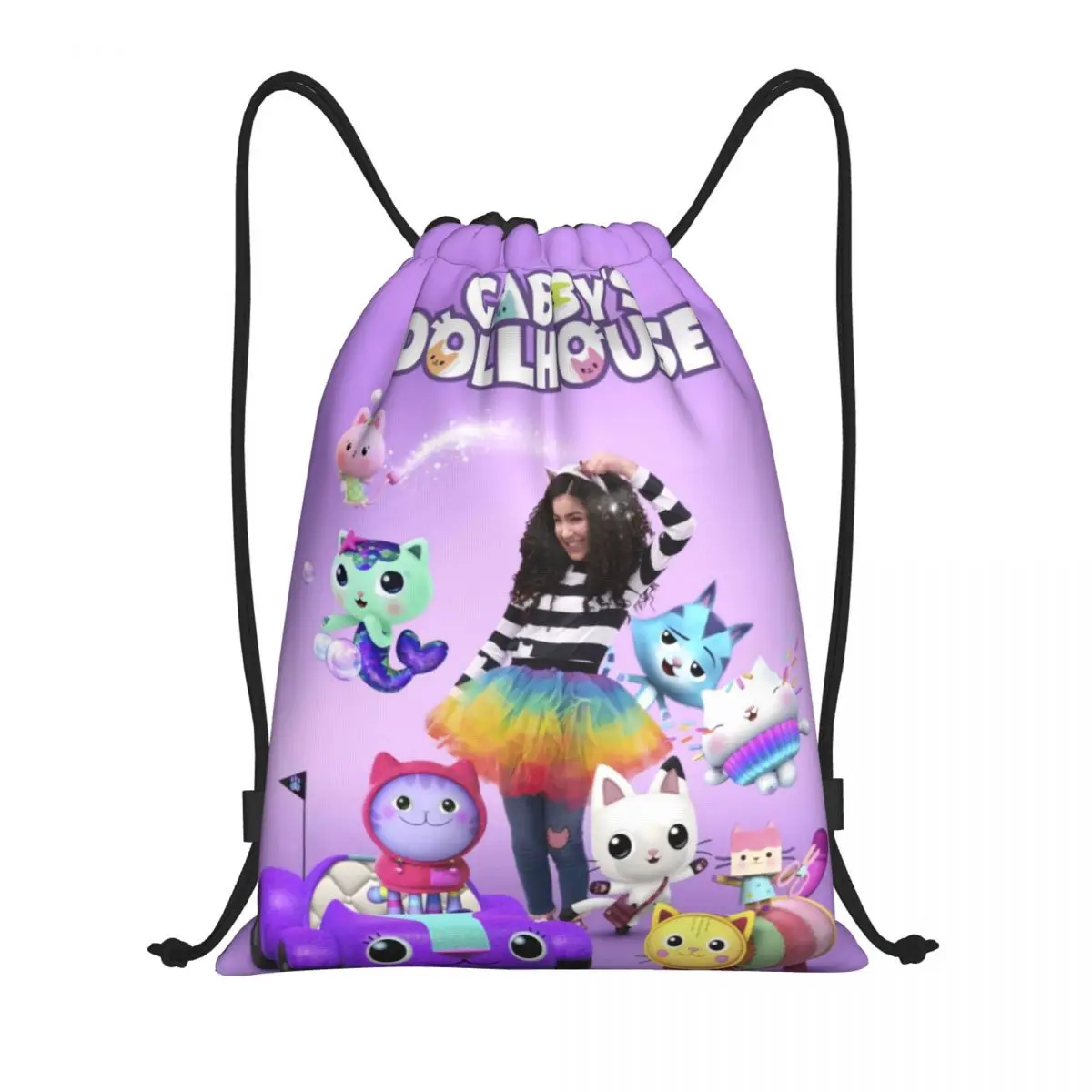 Gabby Dollhouse Drawstring Backpack Sports Gym Bag for Women Men Gabbys Mercat Training Sackpack