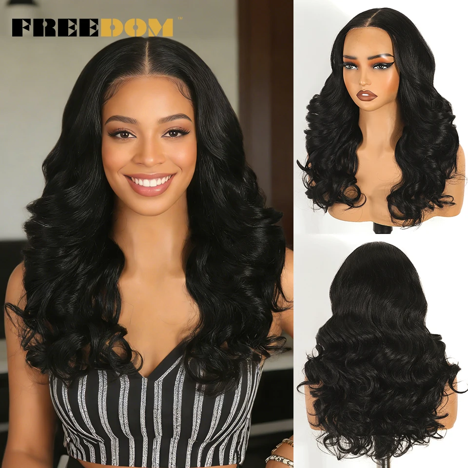 

Синтетические парики FREEDOM с кружевной передней частью для женщин, волнистые, 9x6, предварительно прорезанные, 20 дюймов, с свободной линией ростка, предварительно нарезанные, омбре, коричнево-русые