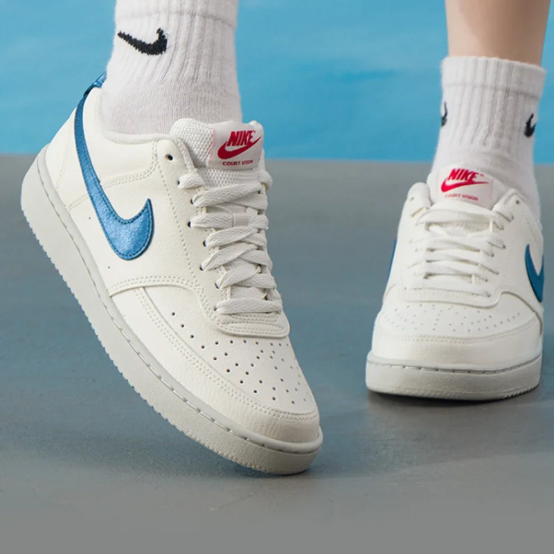Authentic Nike Court Vision Low Women's Minimalist Versatile Outdoor Breathable Casual Sneakers IM7799-133