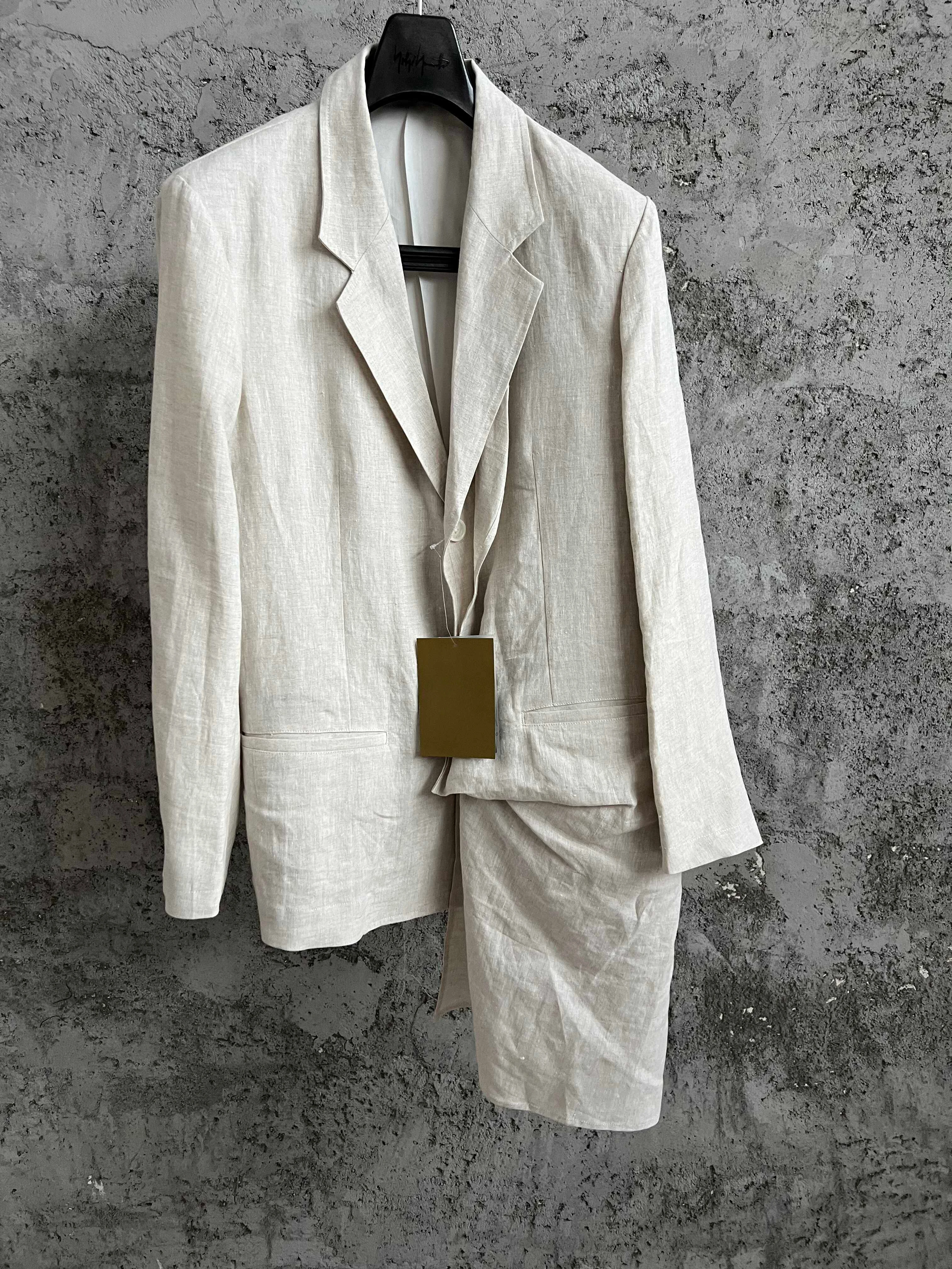 TOP-YAMAMOTO original Design jacket with a sense of design, irregular front opening, long double-collar suit jacket for men