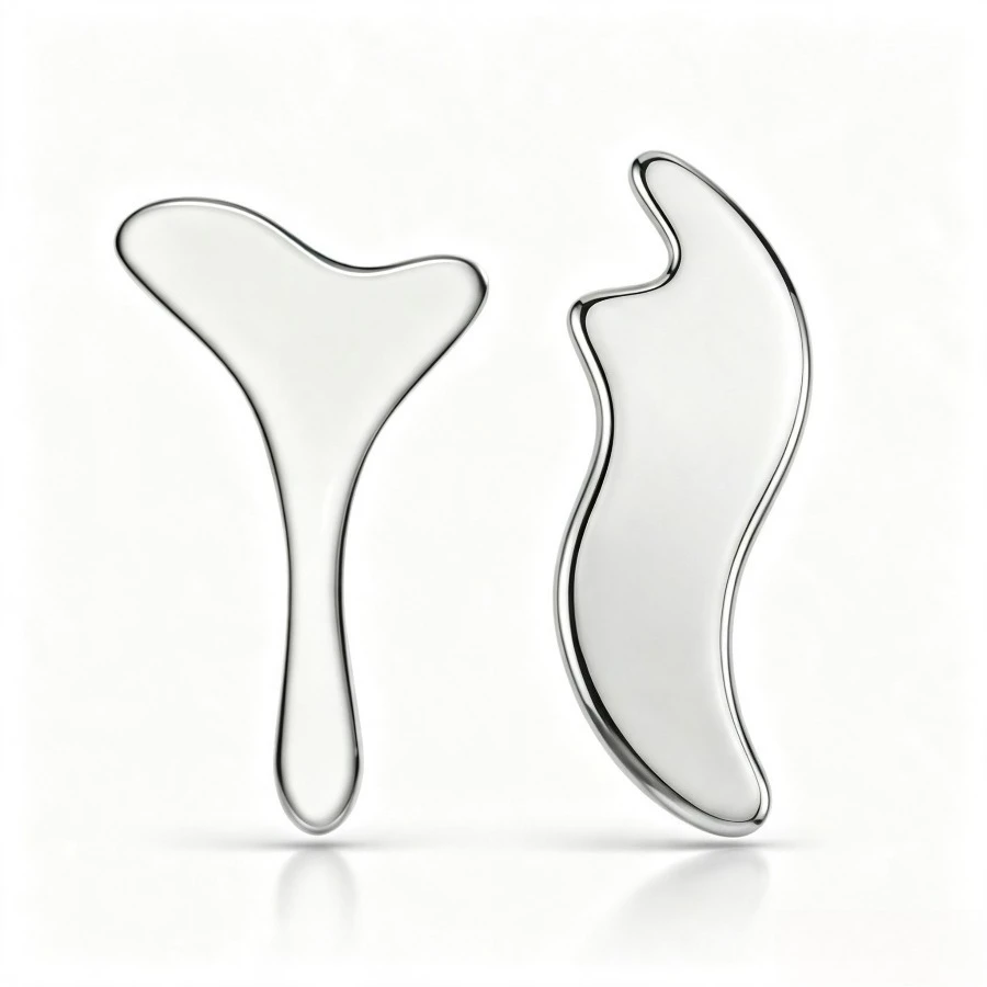 2Pcs Stainless Steel Gua Sha Tool, Manual Scraper Massager for Back Neck Legs Arms, Smooth Edge Ergonomic Design, Travel Gift