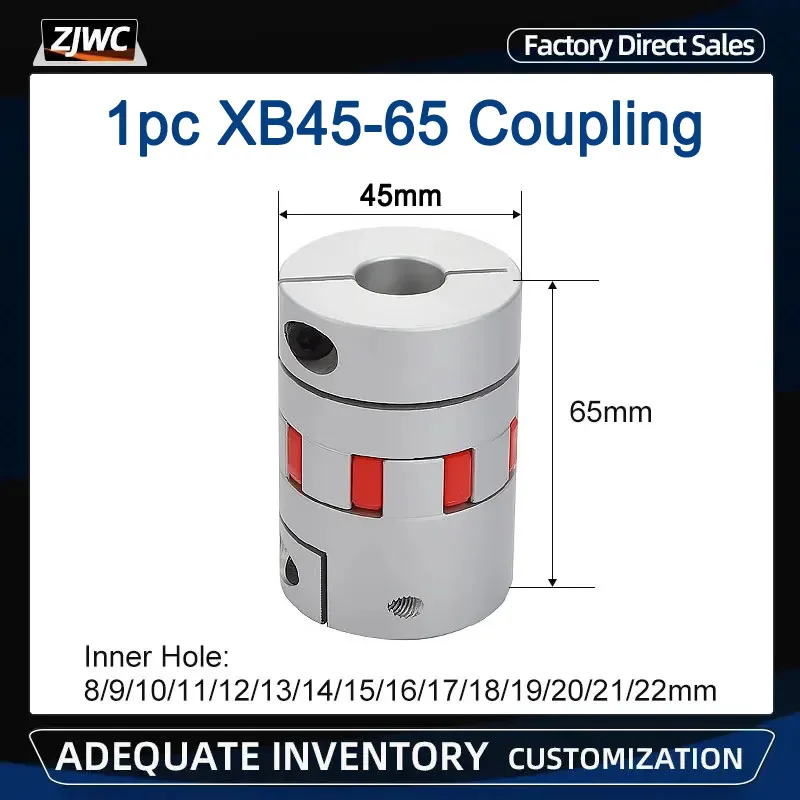 XB45*65 3 Jaws Flexible Shaft Plum Coupling Aluminum CNC Flexible Couplings10/12/14/15/16/17/18/19/20/20Keyway6/22/24/25mm