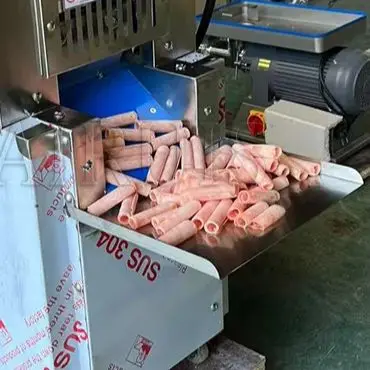 

Коммерческая электрическая машина для нарезки мяса, баранина, говядина с ЧПУ, машина для изготовления рулетов из баранины с двойной резкой, резак для рулетов из баранины