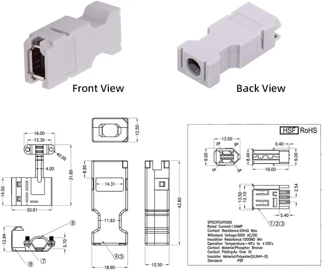 SM-6E I/O موصل IEEE 1394 6Pin CN3 المقبس 55100-0670 أنثى JZSP-CMP9-1-E متوافق مع ياسكاوا باناسونيك سيرفو 54280-0609