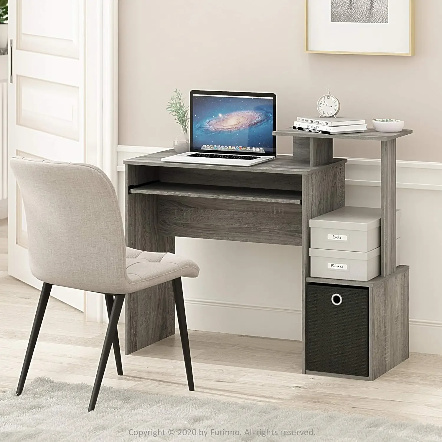 

Multipurpose Home Office Computer Writing Desk, French Oak Grey