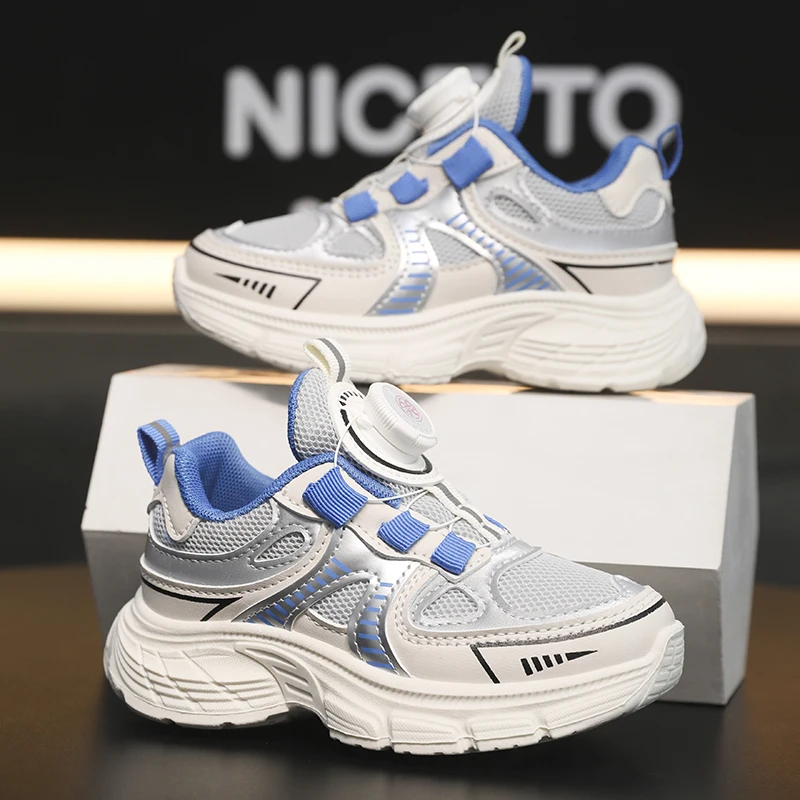 

New children's breathable mesh sports shoes girls' swivel buckle student casual shoes boys' versatile soft-soled dad shoes
