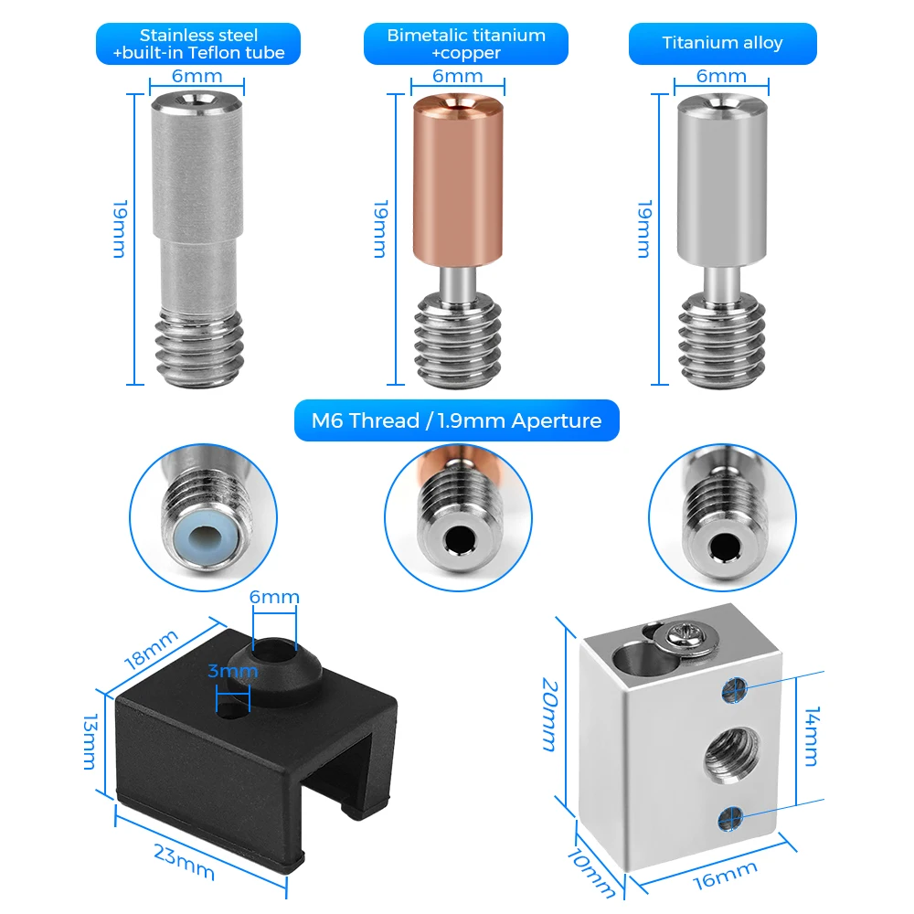 Heated Block Kit 24V 40W Extruder Heating Block 1.75mm Stainless Steel For Ender 3 S1 S1 Pro Hotend 3D Printer With Nozzle Part