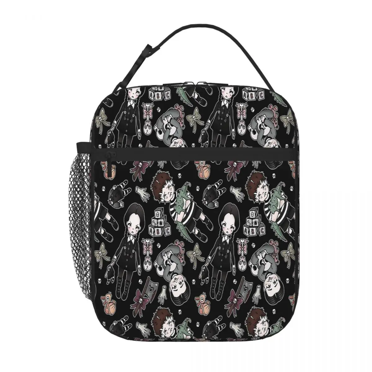 Hot Sale Kookycollection Wednesday Pugsley And Outdoor Plush Ruffled Large Lunch Bag Daily Outdoor Foldable Lunch Bag