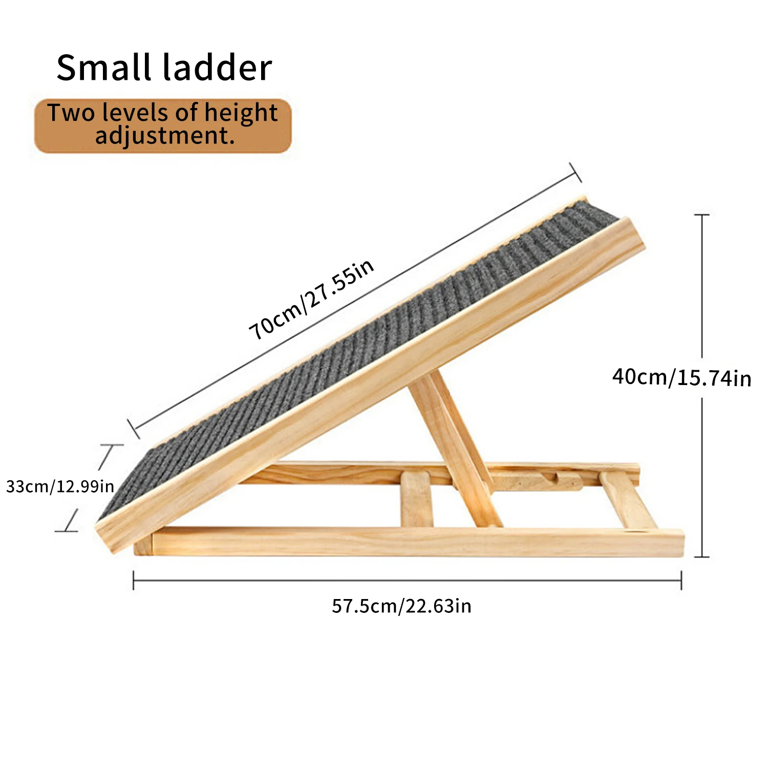 Verstellbare Hunderampe Hölzerne Faltbare Hunde- & Katzen-Treppe für Auto Sofa Couch Hohes Bett Rutschfeste Teppichoberfläche 2/4 Stufen Höhenverstellbar