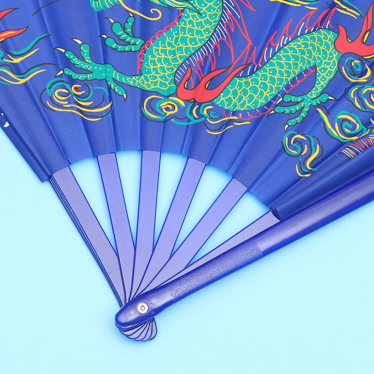 

1Pcs Durable Blue Plastic Chinese Fan Suitable for Kungfu Martial Arts Taichi Stage Performance Plastic Chinese Fan