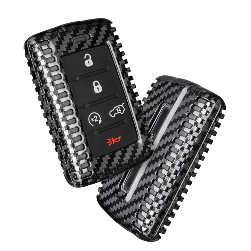 

for Jeep Grand Cherokee L Key Cover, Carbon Fiber Key Fob Shell Case Protector for Jeep Wagoneer Grand Wagoneer Jeep Gladiator