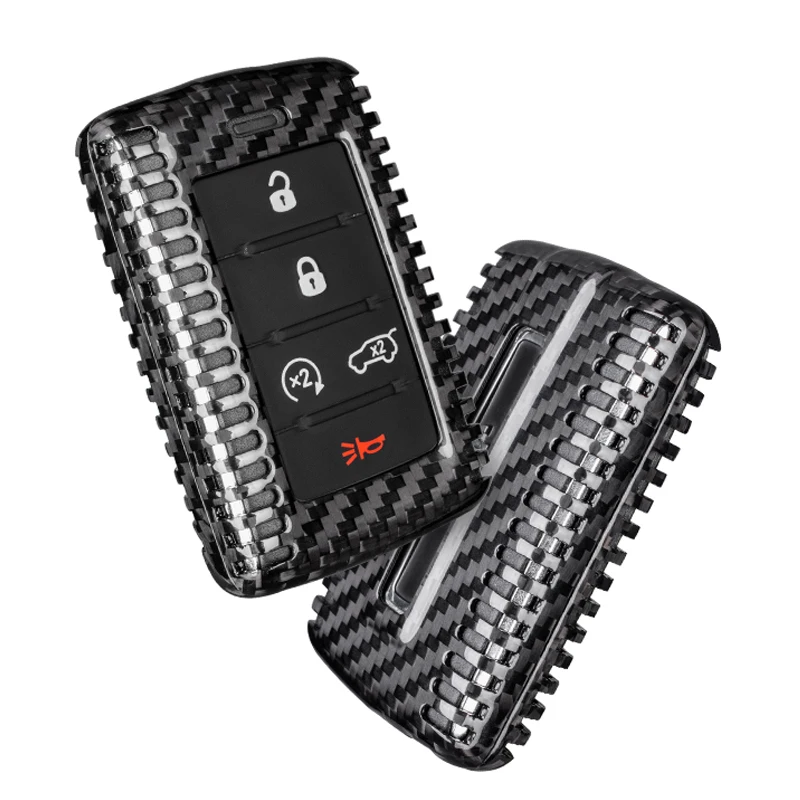 for Jeep Grand Cherokee L Key Cover, Carbon Fiber Key Fob Shell Case Protector for Jeep Wagoneer Grand Wagoneer Jeep Gladiator