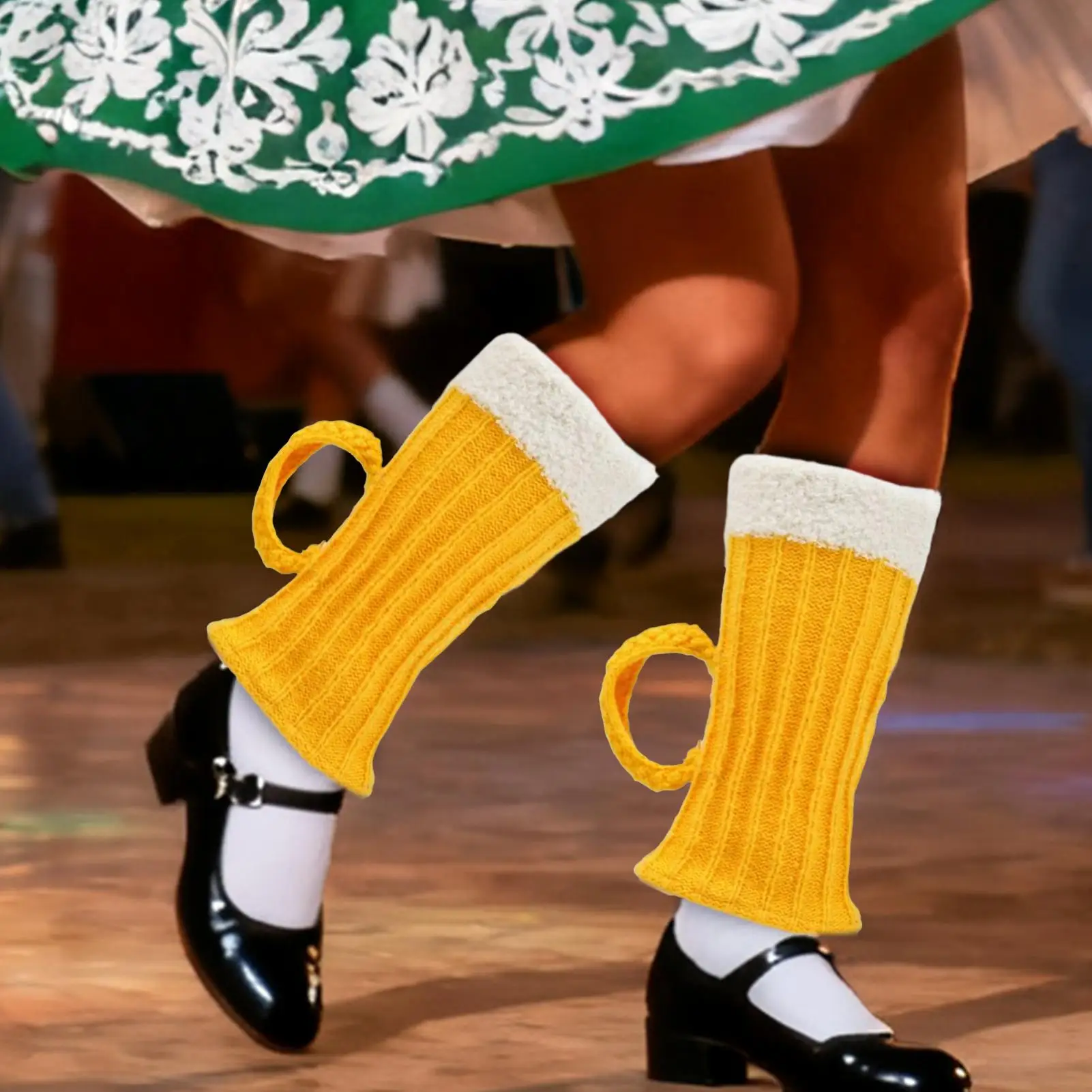 1 Pair Beer Socks For Women 3D Novelty Funny Leg Cover With Handle Beer Sock Leg Covers For Winter Boots Hunting Knee Skiing