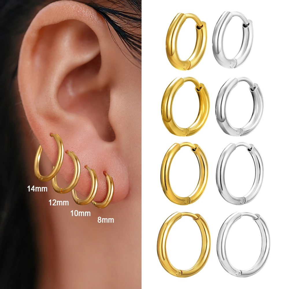 Stainless Steel Earrings Round Circle 1Pairs/2Pcs Small Hoop Earrings For Women Jewelry 2022 Anti-allergy Wedding Fashion Gifts