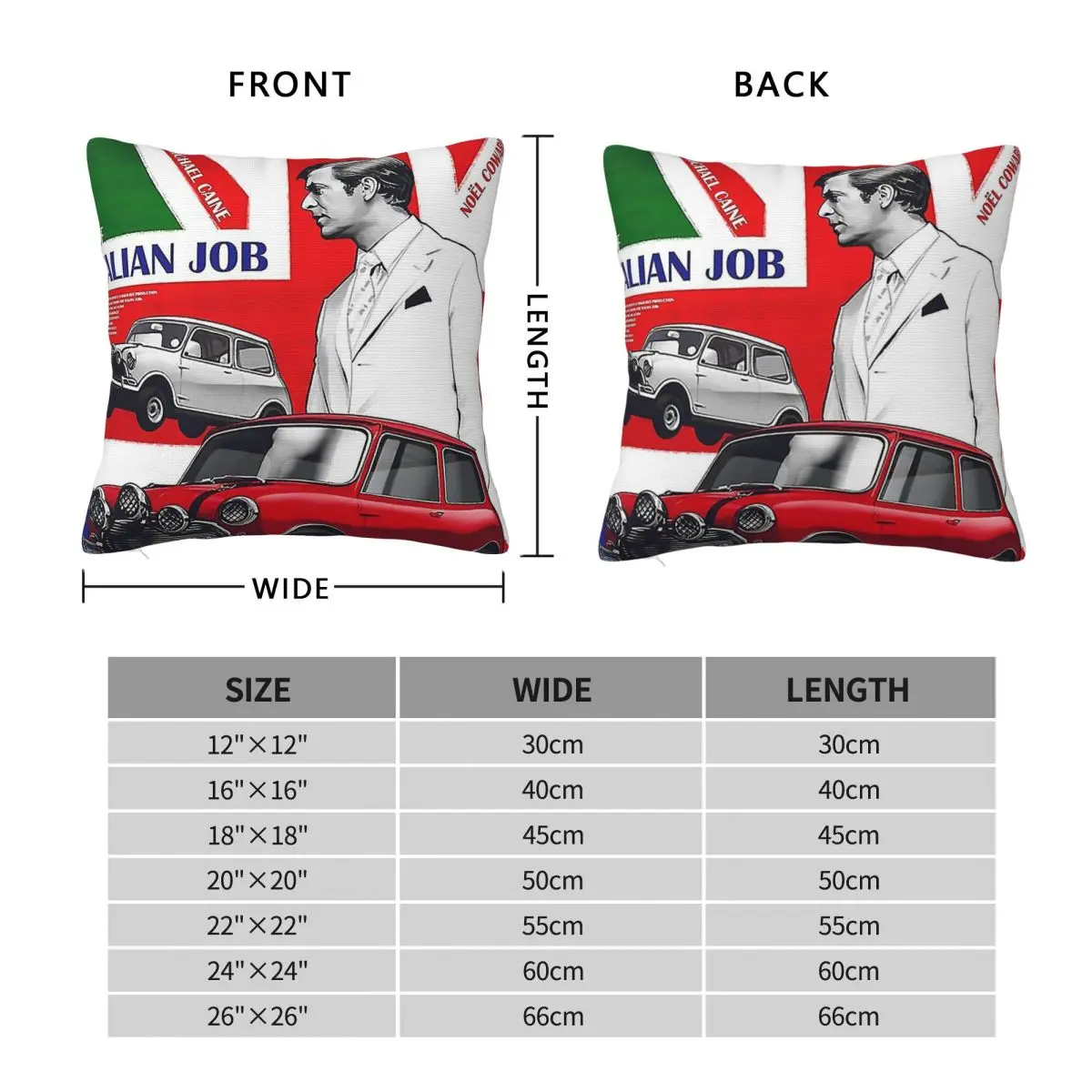 The Italian Job Square Pillowcase Polyester Linen Velvet Creative Zip Decorative Pillow Case Sofa Seater Cushion Cover