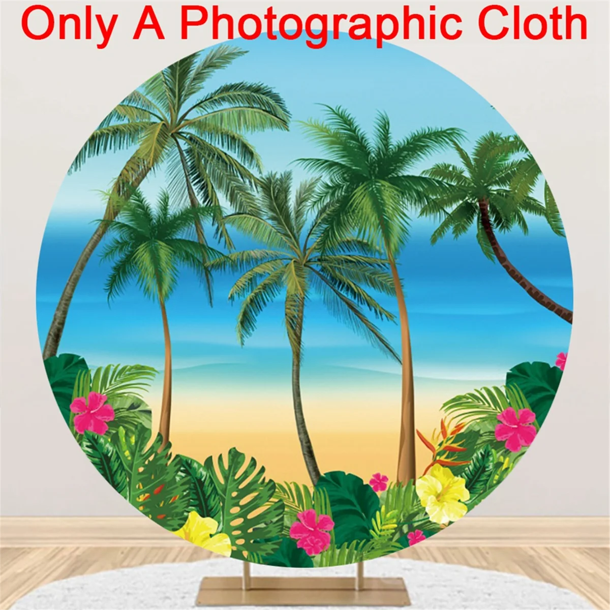 100cm Diameter Hawaiian Skateboarding Beach Party Supplies Round Curtain Background Cloth Photo Photography Props, A