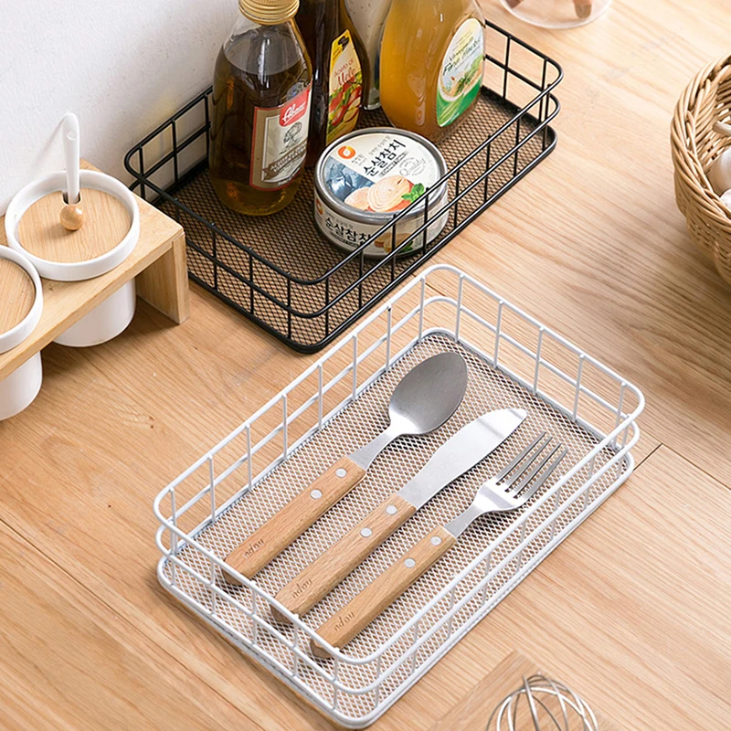 Nordic Metal Wire Storage Basket Office Desktop Sundries Makeup Brushes Holder Box Table Cosmetics Organizer Iron Basket