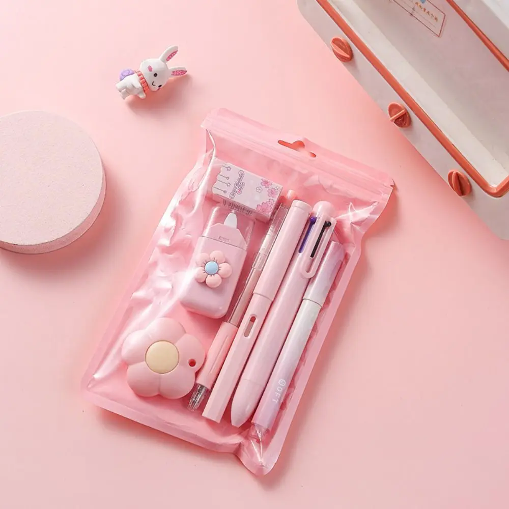 Learning Cartoon Stationery Set Cute Pencil Eraser Correction Tape Ball-point Pen School Office Writing Supplies Gift Stationery