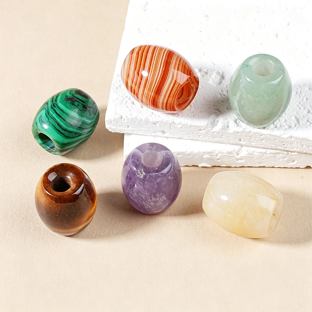 AE96 16x18mm Natural Stone Beads Turquoise Wood Jasper Opal Big Hole Oval Shape Loose Beads for DIY Handmade Jewelry Making