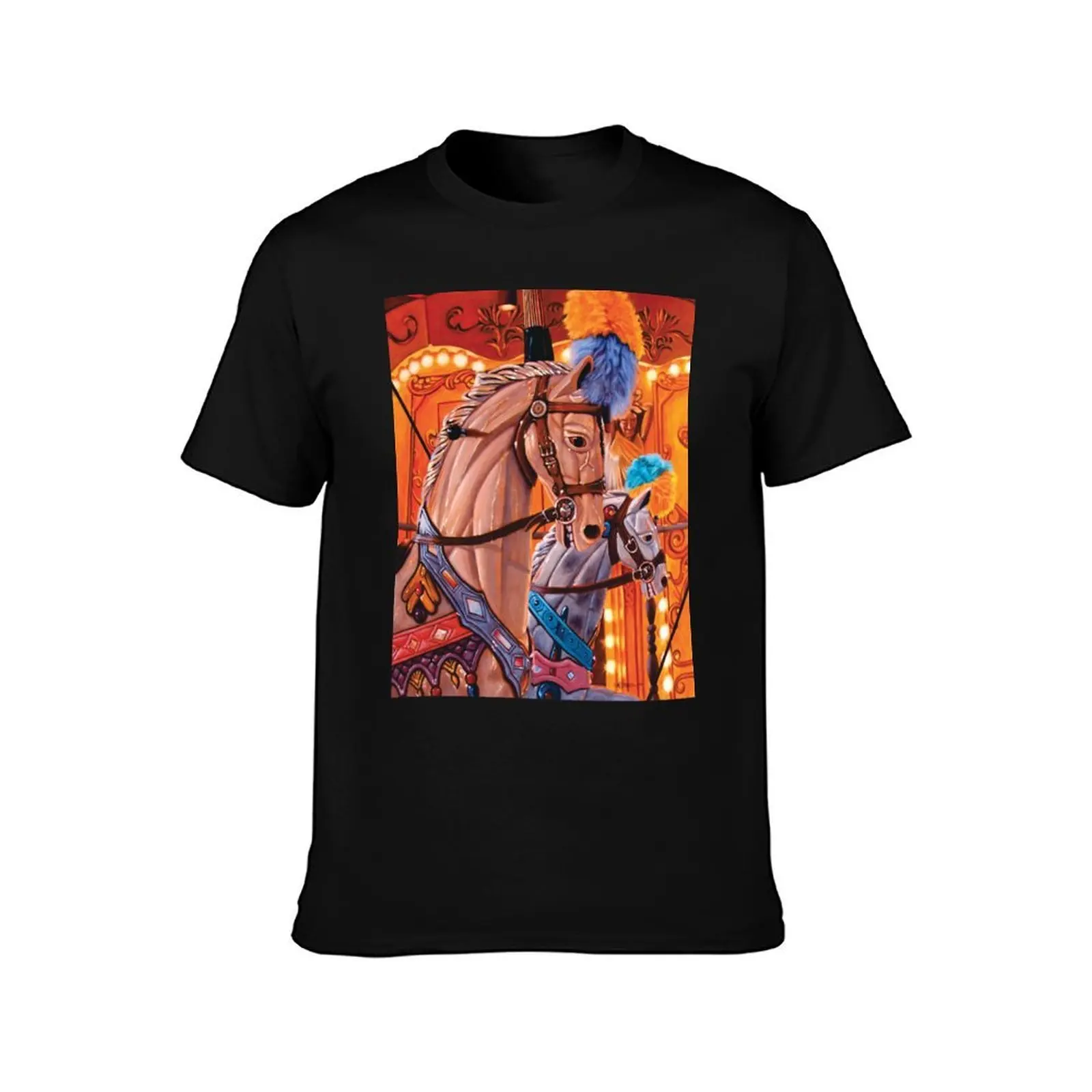 "Harbour Island Carousel" T-Shirt, Summer Casual Cotton Tee, Oversized Streetwear Tops, Vintage Graphic Print