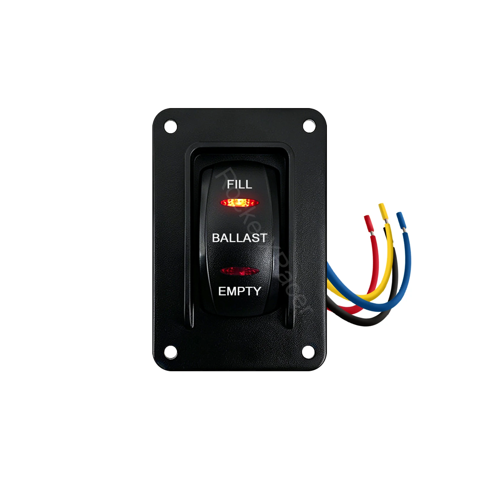 12V Marine Ballast Rocker Switch Panel – Waterproof 3-Way ON-OFF-ON Fill/Empty LED Control for Wakeboard Fishing Boat Yacht