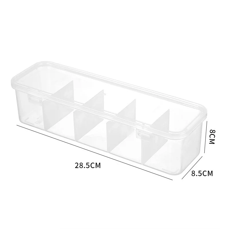 1PC Transparent Cell Storage Box, Multi-Functional 5-Cell Storage Box Suitable For Jewelry Hair Band Hair Clip Arrangement Box