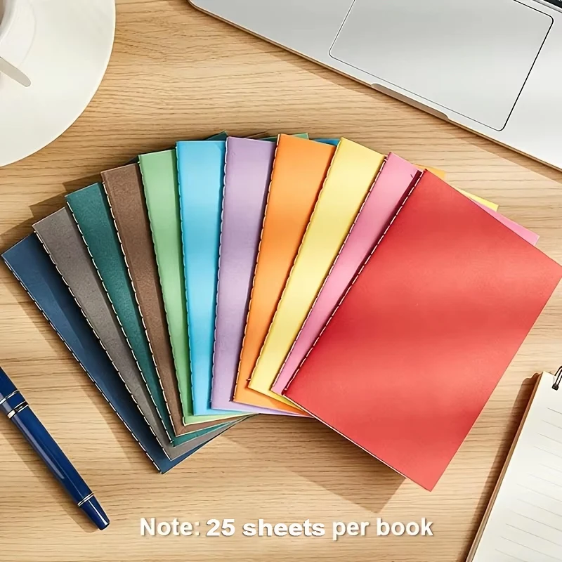 Rainbow Multi-Color Stitched Notebook, 3.5*5.5 Inch Pocket Notebook, Student Notepad, Simple Softcover Notebook, Office Portable Notepad Stationery