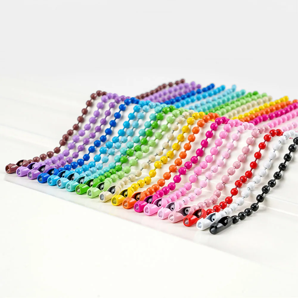 10Pieces Metal Ball Chains 12cm Colorful Chain with Connector For Keychain DIY Label Tag Hang Chains Jewelry Findings